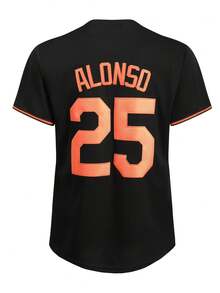 25 chiếc cúc thêu màu đen, áo khoác thể thao bóng chày nam, áo thun tập luyện thường ngày. - màu đen - Xem 2