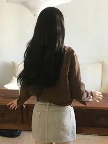 Chaqueta de solapa estilo retro francés, prenda exterior casual y versátil para el transporte, nueva colección de otoño - Marrón - Ver 4