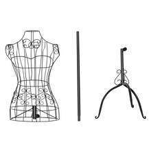 Torse de mannequin féminin en fer, buste de couturière avec support noir pour la présentation de vêtements et de bijoux - A - Voir 11