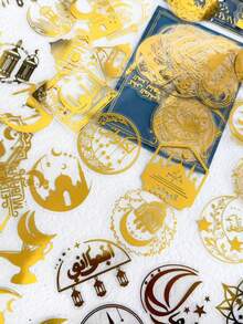 50pcs Eid Mubarak Sticker Gilding PET Transparent Decals For Laptop Luggage Computer Fridge Phone Case Sticker - Multicolor - View 5