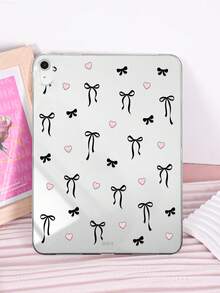 Custodia morbida in TPU rosa e nera con fiocco nero e motivo a cuore, compatibile con Mini 1/2/3/Mini 4/Mini 5/Mini 6/Mini 7/Air/Air 2/9.7/10.2/10.5/Air 4/Air 5/10.9/Pro 11-Pollici/10a Gen/Air 11-Pollici (M3) 2025/Pad (A16) 11 Pollici 11a Generazione 2025, A7/A8, leggera, ultra sottile, elegante/personalizzata/creativa/carina, custodia protettiva singola in TPU per tablet, custodia trasparente per tablet, senza slot per penna, regalo per la Festa della Donna - Multicolore - Visualizzare 2
