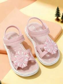Cute Rhinestone Bow Open Toe Girls Sandals, Breathable Beach Holiday Shoes - Pink - View 2
