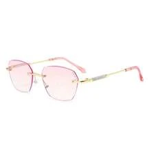 Sparkling Rhinestone Embedded Frameless Reading Glasses For Women, With Gradient Pink Lenses, Diopter Range +1.00 To +4.00, Women's Eyewear Accessories - White - View 16