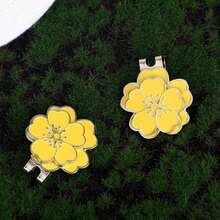 2pcs Magnetic Golf Ball Marker With Hat Clip, Flower Shape Magnetic Golf Hat Clip Ball Marker Set Sport Decoration Accessories For Men Women Golfer (Yellow) - / - View 7