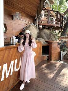 Women Long Dresses - Pink - View 11