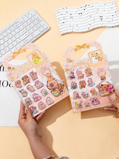 2026 New Cute Cartoon 3D Shaker Stickers | Hamster, Adorable Animal, Reusable Waterproof Stickers, Suitable For Scrapbooking And Stationery Decoration, Can Be Matched With Phone Cases, Phone Stickers, Phone Accessories, Holiday Gifts, Phone Decoration