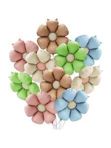 5pcs 18-Inch Pink Daisy Flower Foil Balloons, Decoration For Birthday Party, Festival, Anniversary - Multicolor - View 5