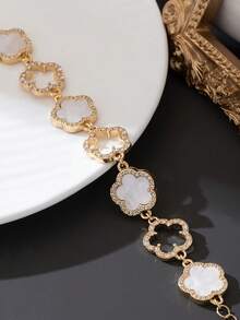 1条优雅闪耀奢华镂空白色四叶草吊坠手链（女士款，不含礼盒） - 白色 - 查看 2