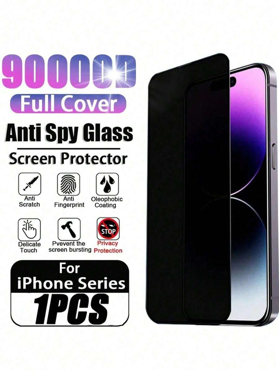 1片防窥钢化玻璃膜，兼容 15/14/13/12/11 Pro Max/Mini，全覆盖隐私屏幕保护膜，兼容 X/XR/XS Max - 黑色 - 查看 1