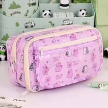 1 pieza Nuevo estuche de papelería con diseño de Panda de gran capacidad y varios compartimentos, elegante caja de lápices con estilo de dibujos animados para niñas y niños, útiles escolares de alta calidad, ideal para viajes, maleta, bolsa de viaje, artículos de viaje esenciales, artículos de vacaciones, cajas de almacenamiento de papelería, portalápices de colores, bolsa organizadora de viaje, bolsa de maquillaje, bolígrafos, bolígrafo, papelería, estuche de lápices, bolsa de lápices, escuela, estuche de lápices grande, equipo de oficina, artículos para la escuela, papel de notas, decoración Kawaii, vuelta al colegio - Multicolor - Ver 15