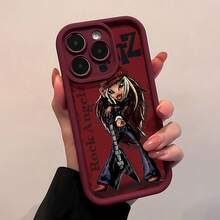Funda para teléfono  Rock Angelz, compatible con fundas ,  17,  16 Pro Max,  15 Pro Max,  13 y  12. Fabricada en TPU, engrosada, finamente perforada, simple, resistente a caídas y engrosada. Un regalo perfecto para familiares, amigos, seres queridos, novios/novias, y para festividades y aniversarios. - Burdeos - Ver 1