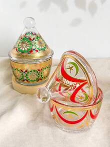 1个摩洛哥风格玻璃罐，带盖，阿拉伯风格糖果碟，塔吉锅造型碗，可盛放椰枣、坚果、糖、巧克力、零食、香料、调味料，适合家居装饰、家庭聚会、节日聚会、假日派对、厨房收纳，亦可作为特别礼物。 - 彩色 - 查看 9