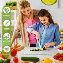 Tempered Glass Cutting Board For Kitchen, Glass Chopping Board For Countertop, Clear Cutting Board With Rubber Feet, Shatter-Resistant, Heat Resistant, Easy To Clean (2PCS - 12\X16\ & 12\X8\) - 2件套裝 - 12英寸x16英寸和12英寸x8英寸 - 查看 7