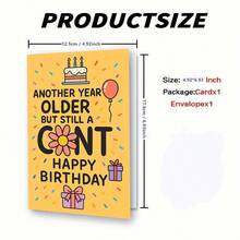 1Pc Fun And Humorous Birthday Card To Give To Friends, Containing Vivid Jokes, Perfect For Adult Birthday Parties, Guaranteed To Make You Laugh Heartily - 18*13cm - View 2
