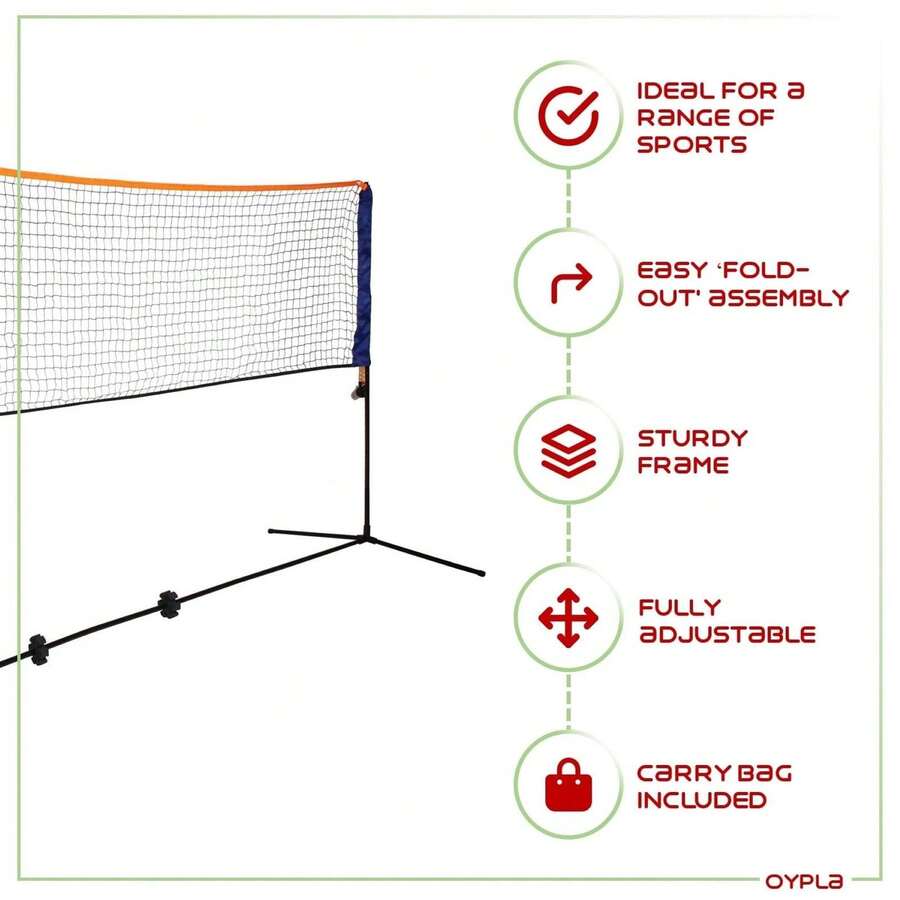 NEW Medium 4m Adjustable Mini Foldable Badminton Tennis Volleyball Net - Multicolor - View 1