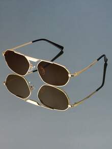 1pc Retro Versatile Minimalist Elegant Small Frame Fashion Glasses, Unisex Punk Party Street Style Runway - Multicolor - View 12