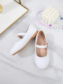 Mädchen Nische modische weiche Sohle flache Schuhe mit niedrigem Schaft, vielseitig, retro Prinzessin Stil, Einfarbig - Weiss - Übersicht 8