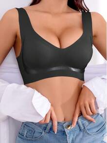 1件装女士休闲舒适无痕露背日常基本款内裤 - 黑色 - 查看 5