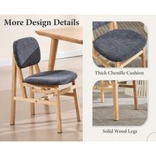 WAHSON OFFICE CHAIRS Lot de 2 Chaises Salle Manger Vintage Chenille Pieds Bois,Khaki - Gris - Voir 6