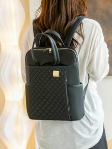 Women's Oxford Cloth Waterproof Laptop Backpack, Casual Outdoor Solid Color Travel Backpack, Suitable For Girls, Students, Office Workers, For Work, Commuting, School, Business, Travel - Black - View 5