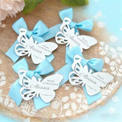 Espejo de acrílico personalizado con mariposa: Regalo de bautizo para bebé, regalo de primer cumpleaños, recuerdo de boda, presente de boda, souvenir de boda, recuerdo de fiesta, regalos del Día de San Valentín, lazos y cintas