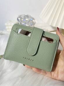 Wavhen Cartera de mujer de cuero texturizado corta, embrague clásico y versátil, billetera con cremallera ligera, monedero plegable en tres partes, puede contener tarjetas de crédito, tarjetas de identificación, monedas, billetera corta multifuncional - Multicolor - Ver 13