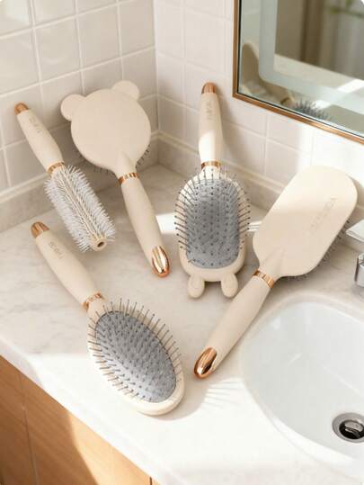 1 Peigne à coussin d'air, peigne de massage du cuir chevelu, peigne à coussin d'air à larges dents, convient pour les cheveux mouillés et secs, livré avec une brosse exfoliante et un peigne creux, idéal pour les salons de coiffure, applicable pour l'exfoliation et la coiffure de tous types de cheveux