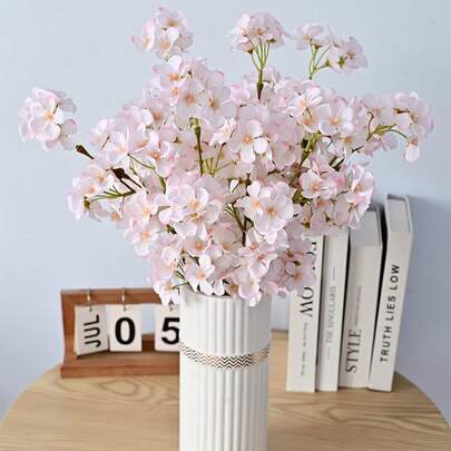 人造樱花、人造苹果枝、镂空花艺、苹果花摆件，适用于家居婚礼装饰、丝绸塑料花、婚礼装饰、家居户外景观美化、仿真人造花