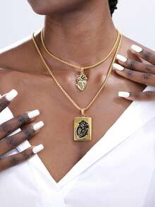 European And American Creative Fashion High-End Design Valentine's Day "Heart To Heart" Couple Necklace, Heart-Shaped Beaded Chain Pendant, Rockstar Style Couple Necklace - I Love You In My Heart Necklace - View 3