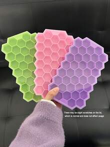 1pc Silicone Honeycomb Ice Cube Tray, 37 Grids With Lid, Easy Release Design, Suitable For Creative Iced Drinks And Summer Essentials - Multicolor - View 6