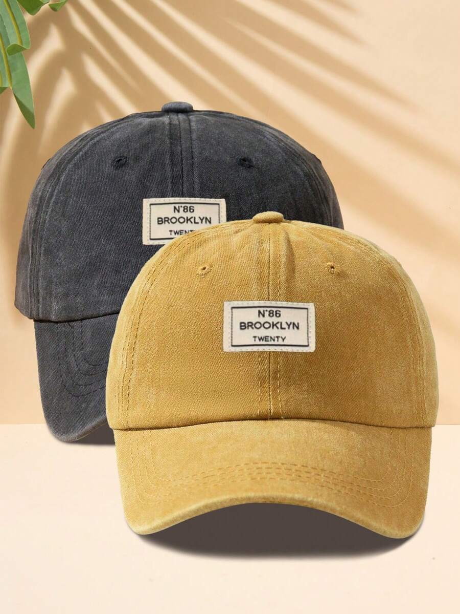 1顶咖啡色布标N86户外休闲时尚简约纯色可调节水洗棒球帽，适合日常搭配、旅行、海滩、派对、钓鱼、圣诞节、情人节、足球比赛等各种场合，四季皆宜，是夏季和节假日的完美礼物。 - 黑色+黃色 - 查看 1