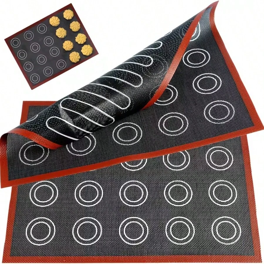 1/2/3 tấm lót nướng silicon in hai mặt, có thể tái sử dụng, chống dính, thích hợp cho bánh macaron, bánh quy và bánh phồng.