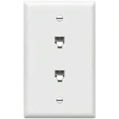 ENERLITES Duplex RJ11 Telephone Jack Wall Plate, 6-Position 4-Conductor 6P4C (2 Line Support), 1-Gang 4.50" X 2.76", 6651-W, White
