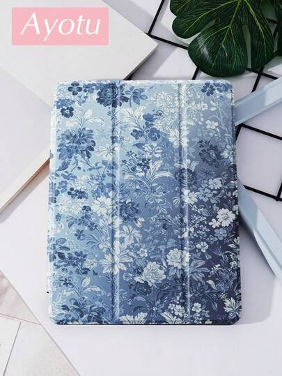 Ayotu 1 件蓝色花卉图案平板电脑保护套和 Kindle 电子书保护套，兼容第十代 Kindle（10.2/Mini6/Mini7/9.7 英寸），兼容三星 Galaxy Tab A9 Plus、Kindle（第十一代 - 2024 年发布）（6 英寸）、Kindle Paperwhite 第十二代（2024 年发布），绝佳节日礼物，时尚简约图案。