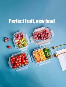 8 Piece Glass Food Storage Container Set With Lid, Sealed, Leak Proof Food Storage And Storage Set For Microwave, Refrigerator, Durable Glass Storage Box For Outdoor Picnics And Parties - Portable And Stackable Design For Easy Cleaning And Storage. - Transparent - View 6