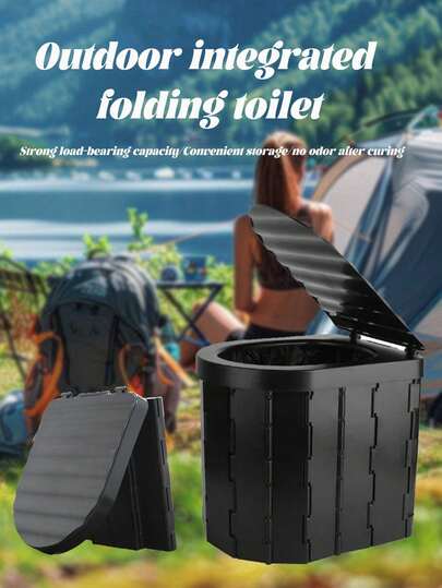 1pc Outdoor Camping & Hiking Foldable Emergency Portable Toilet, Made Of ABS Plastic, Can Be Used As Storage Box, Suitable For Car Transportation, Camping Equipment