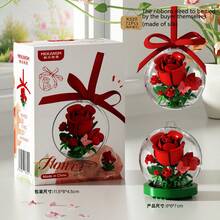 Assorted Mini Artificial Flower Crystal Ball, Children Building Blocks, Micro Particle Building Blocks, Flower Plant Pot Building Blocks, Educational Toys, Pendants And Desktop Decor With Bow Ribbons, Suitable For Home Decor, Birthday/Valentine's Day/Mother's Day/Thanksgiving/New Year Gifts - Multicolor - View 15