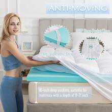 Queen Size Dual Layer 4 Inch Memory Foam Mattress Topper, 2 Inch Gel Memory Foam And 2 Inch Pillow Top Mattress Pad Cover - Giường đơn (75x39 inch) - Xem 3