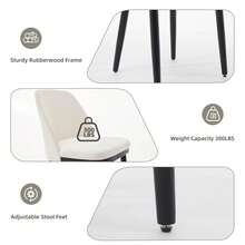 Juego de 2 sillas de comedor modernas de tela con respaldo y patas de madera, color beige. - Beis - Ver 6