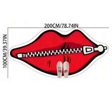 Creative Red Lip Zipper Design Carpet, Suitable For Living Room, Bedroom, Entryway, Kitchen, Bathroom, Gaming Room, Study, Durable, Dirt-Resistant, Easy To Clean - Red - View 7