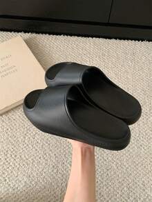 XIXITIAO Minimalist Solid Color Negative-Heel Arch Support Home Slippers, Comfortable And Lightweight Floor Slippers, Versatile And Stylish For Home Wear - Black - View 10