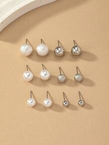 2026新款时尚少女珍珠球耳钉套装（6对/套），简约百搭日常佩戴礼品 - 豆豆6件套耳環 - 查看 5
