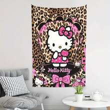 SANRIO 1 Tấm thảm treo tường - Họa tiết da báo dễ thương, treo dọc, phù hợp cho phòng ngủ, ký túc xá, phông nền tiệc, phông nền chụp ảnh - Họa tiết cổ điển trang trí nội thất, quà tặng cho người hâm mộ - Nhiều màu - Xem 7