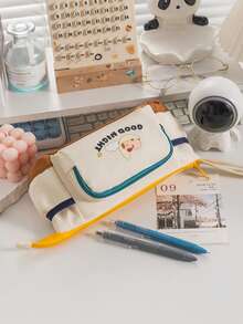 1个可爱卡通狗图案大容量8格高品质学生铅笔盒，文具收纳包，儿童返校礼物 - 莓果小狗 - 查看 10