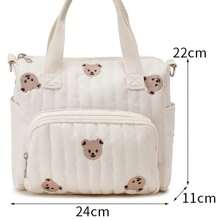 1pc Bear Mom Bag, Fashionable Embroidered Handbag, Large Capacity Maternal & Child Outdoor Messenger Bag For Walking Babies, Travel - Multicolor - View 3