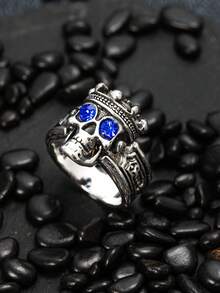 1pc Men's Fashionable Retro Punk Skull Ring, Wedding Engagement Party Jewelry Gift - Silver - View 21