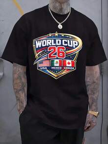 2026 New Round Neck Fashionable Print World Cup 26 Usa Mexico Canada Football Soccer Jersey T Shirt Men Women Unisex Sport Fan Apparel White Suitable For Holiday Gifts - 黑色 - 查看 4