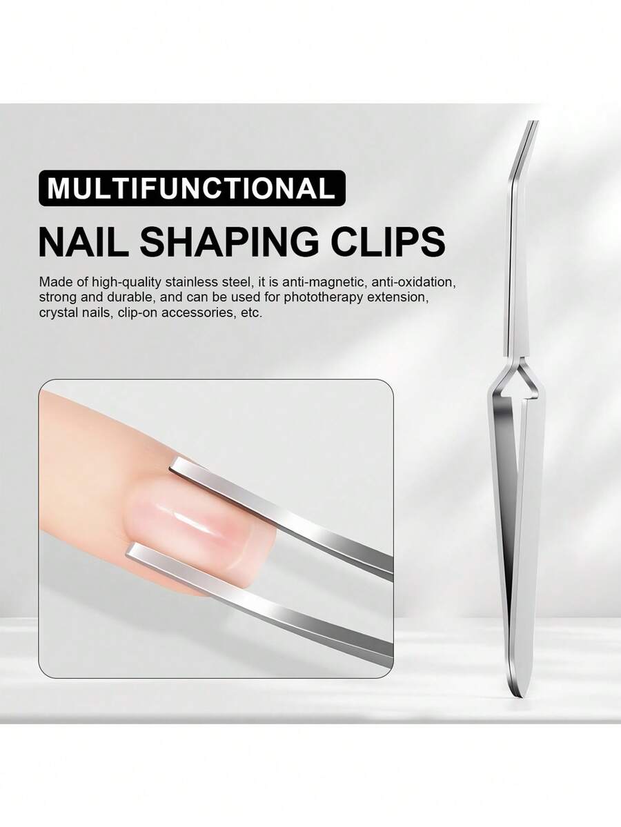 LIMEGIRL Multi-Functions Nail Shaping And Pincher Tweezers Tools,Nail Shaping Clamp – Professional Nail Tool For Gel Nails-Reusable Nail Shaper- Nail Art Tool - Silver - View 1