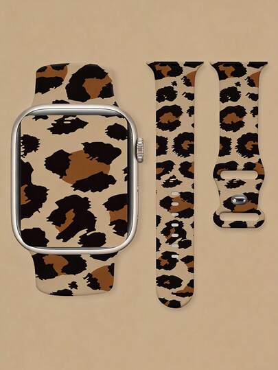 时尚豹纹硅胶表带，适用于 ，尺寸：38mm、40mm、41mm、42mm、44mm、45mm、49mm，兼容 Ultra、SE、Series 10、9、8、7、6、5、4、3、2、1 等型号。