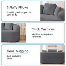 Minimalist Compact Loveseat Sofa With Chenille Upholstery, No-Assembly 2-Seater Curved Couch For Small Spaces/Apartments - Màu xám đen - Xem 3